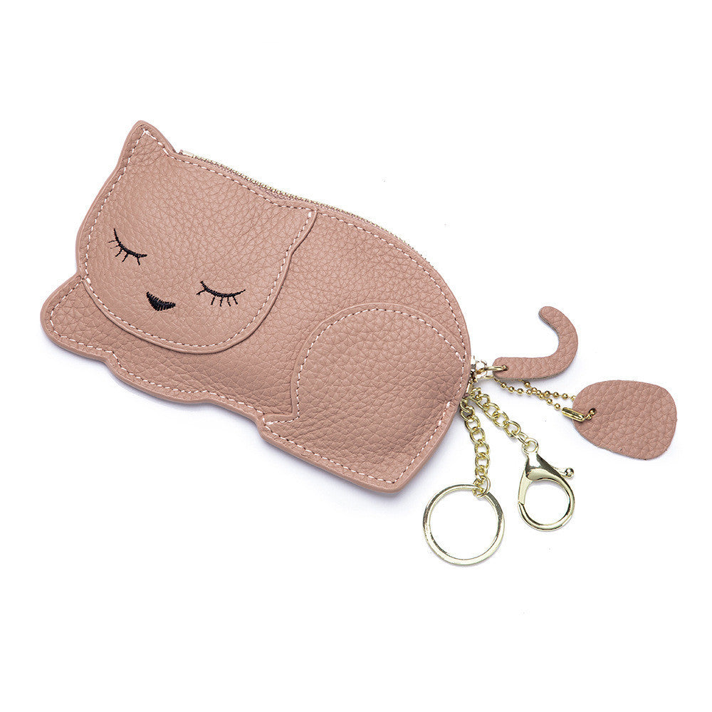 Cat Ultra-thin Coin Purse Genuine Leather Internet Celebrity Key Bag