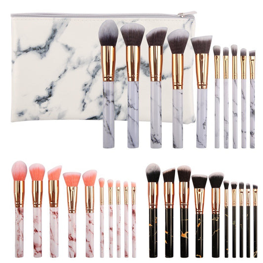 10 marble makeup brush sets, beauty tools, blush, eye shadow, face modification, 5 big 5 small explosions.