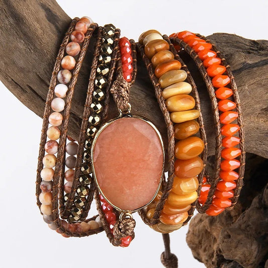 Hot Sale Bohemian Winding Natural Semi-precious Stone Bracelet