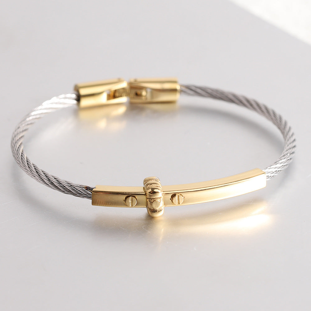 All-match Titanium Steel Round 3MM Cable Bracelet Fashion Steel