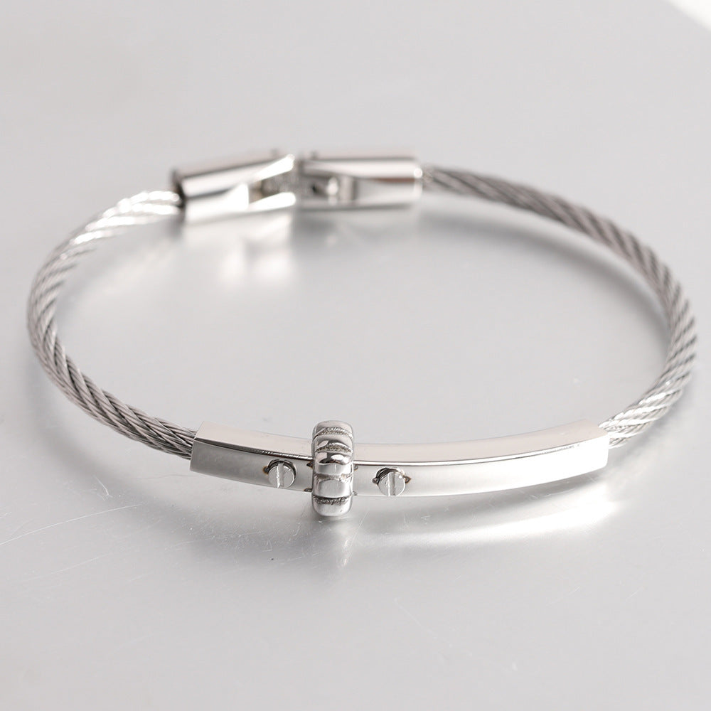 All-match Titanium Steel Round 3MM Cable Bracelet Fashion Steel