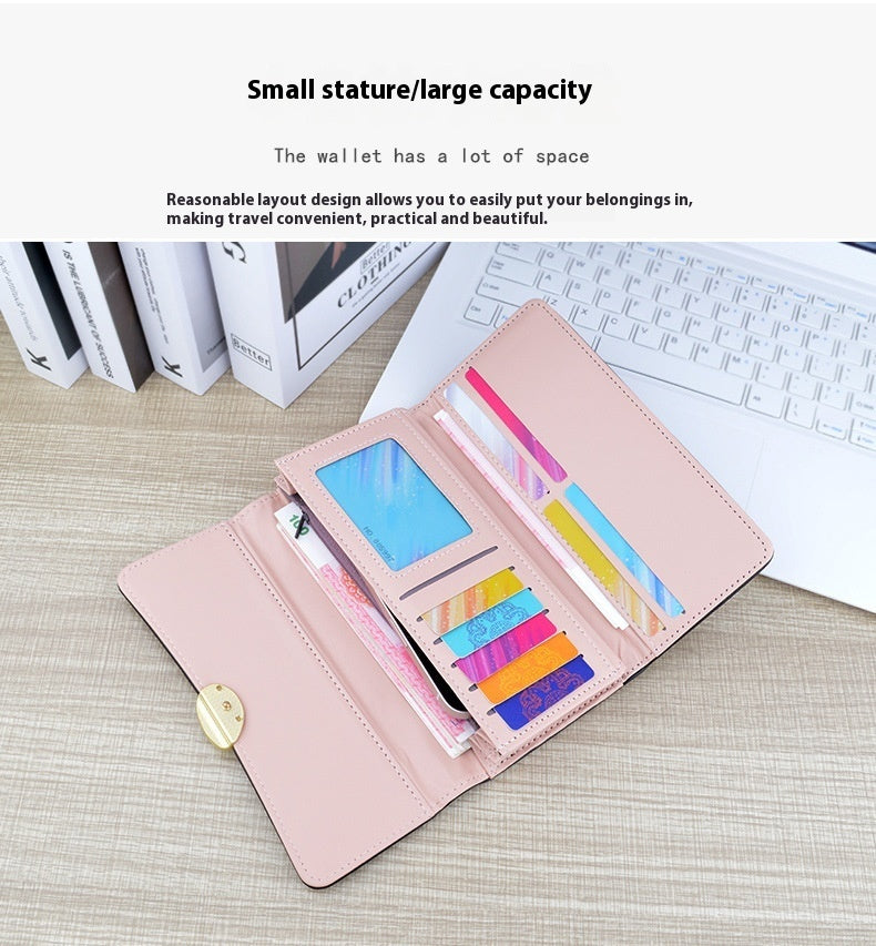 Women's Long Wallet Soft Leather Wallet Multi-card-slot Card Holder Retro Fashion Minimalism Large-capacity Handbag