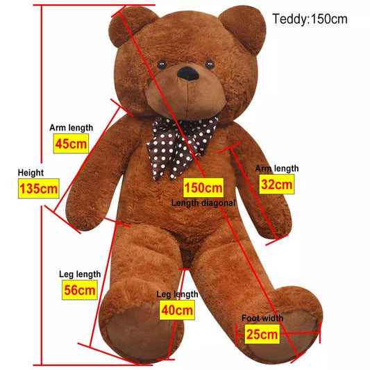 vidaXL XXL Soft Plush Teddy Bear Toy Brown 135 cm