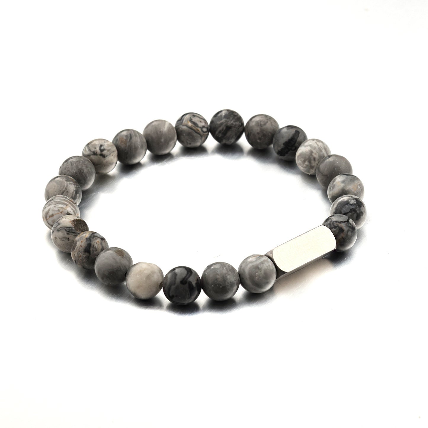 Dull Polish Bead Stainless Steel Volcanic Rock Beaded Bracelet