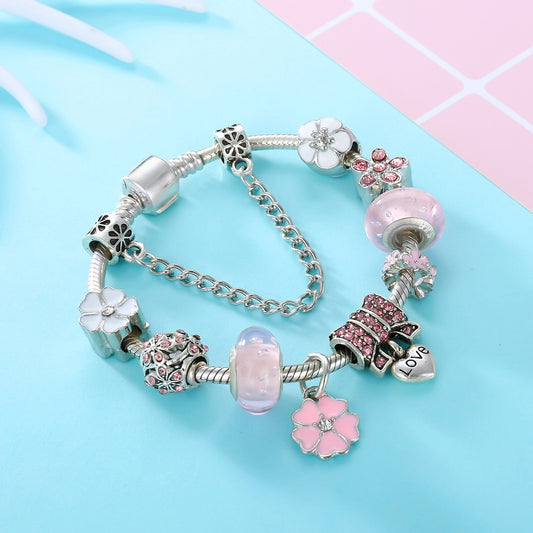 Miles Peach Blossom Popular DIY Bracelet Diamond Butterfly LOVE Pendant