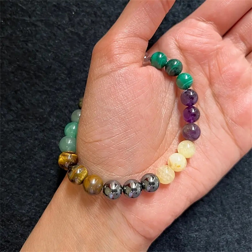 Amethyst Green Dongling Stone Beaded Bracelet